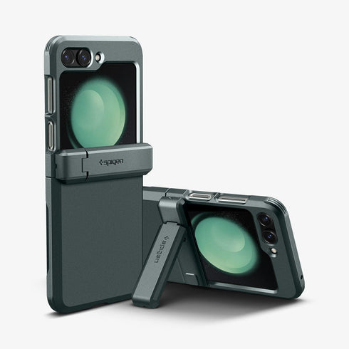 ACS06227 - Galaxy Z Flip 5 Case Tough Armor Pro in black showing the back with phone fully open